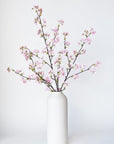 36" Faux Quince Blossom Pink Stem Flowering Branch