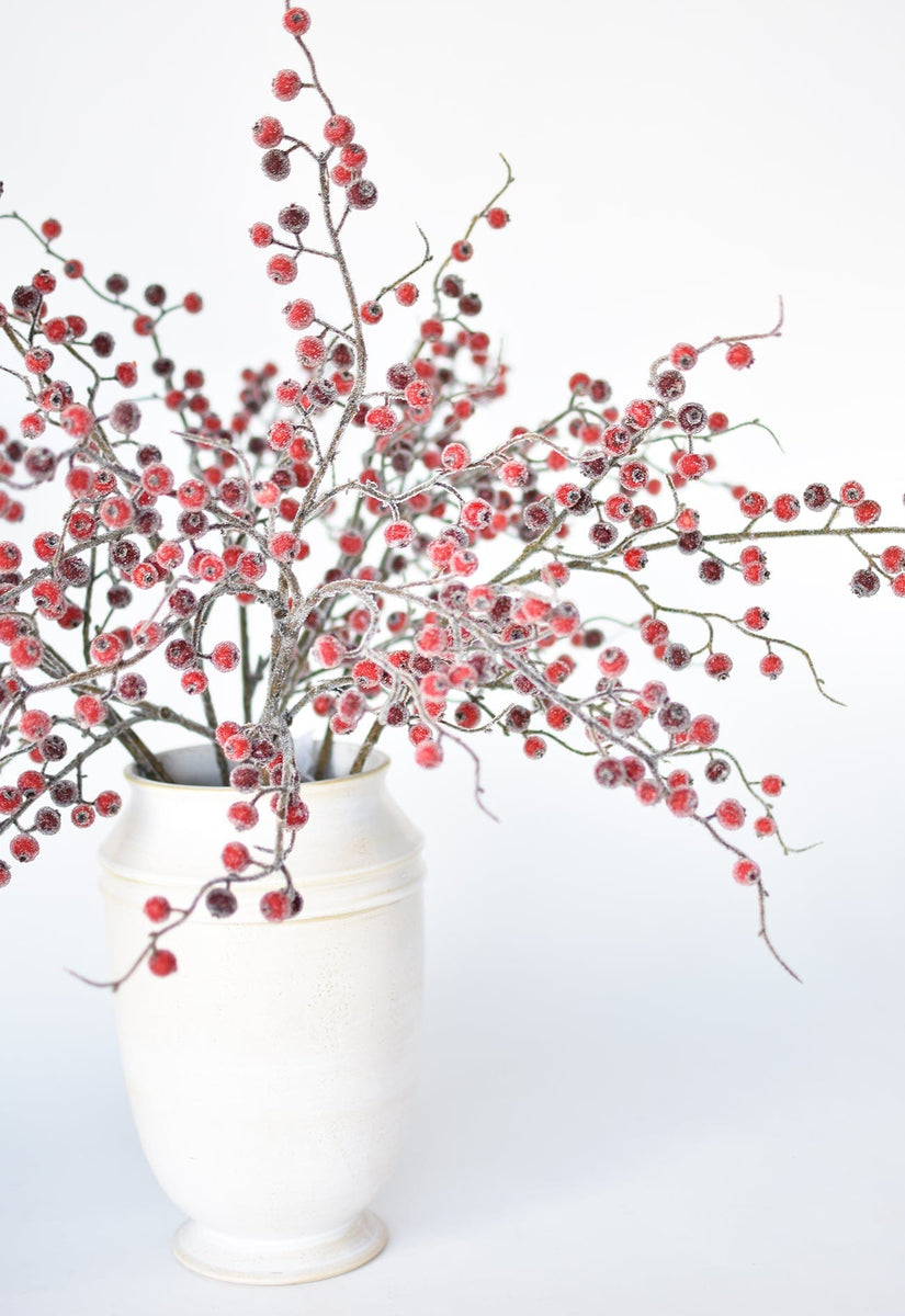 29 Faux Iced Red Berry Stem