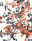 34" Faux Blue Berry w/ Red Foliage Stem