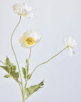 24" Faux White Poppy Stem