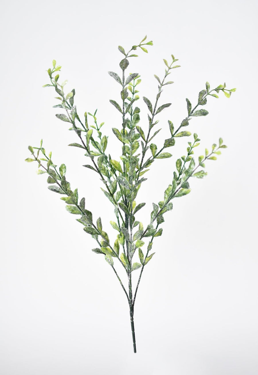23" Faux Frosted Boxwood Greenery Stem