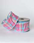 2.5" x 10yd Pink and Blue Plaid Ribbon