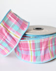 2.5" x 10yd Pink and Blue Plaid Ribbon