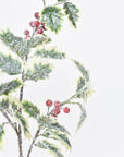 28" Faux Winter Holly Stem