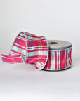2.5" x 10yd Fuchsia and Blue Plaid Ribbon