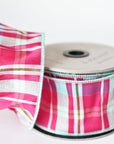 2.5" x 10yd Fuchsia and Blue Plaid Ribbon