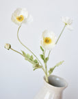 24" Faux White Poppy Stem
