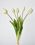 18" Faux Tulip Stem Bundle White Green
