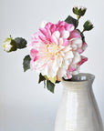 23.5" Faux Pink / Cream Dahlia w/Bud Stem