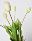 18" Faux Tulip Stem Bundle White Green