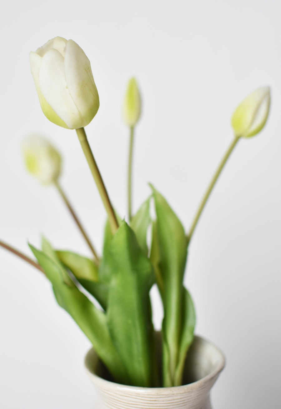 18" Faux Tulip Stem Bundle White Green