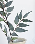 36" Faux Dark Green/Gray Ruscus Leaf Stem