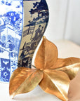 11" Faux Gold Metallic Magnolia Leaf Stem