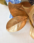 11" Faux Gold Metallic Magnolia Leaf Stem