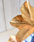 11" Faux Gold Metallic Magnolia Leaf Stem