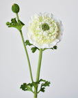21" Faux Double Ruffled Ranunculus Stem White