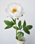 22" Faux White Peony Stem