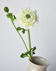 21" Faux Double Ruffled Ranunculus Stem White