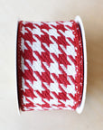 2.5" x 10yd Red+White Houndstooth Ribbon