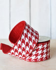 2.5" x 10yd Red+White Houndstooth Ribbon