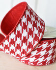 2.5" x 10yd Red+White Houndstooth Ribbon