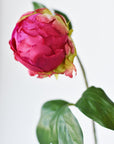 18" Faux Peony Bud Stem Fuchsia