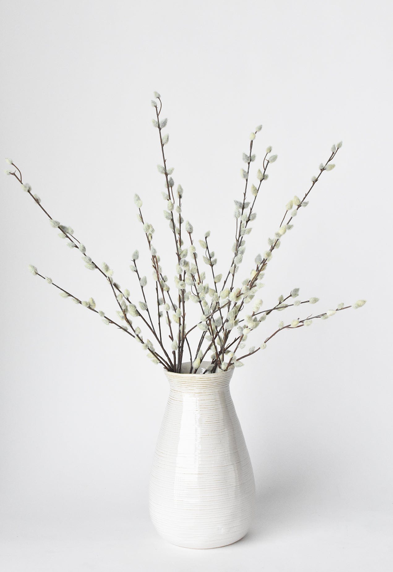 Vickerman 36 Artificial Gray Pussy Willow Bush - 36-inch Faux Floral Stems  for Elegant Decor - Realistic Pussywillow Branches for Vases 