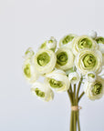 10.5" Faux White + Green Ranunculus Stem Bundle