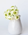 10.5" Faux White + Green Ranunculus Stem Bundle