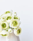 10.5" Faux White + Green Ranunculus Stem Bundle