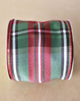 4"X10yd Red + Green Plaid Ribbon