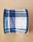 4"X10yd Blue + White Checkered Ribbon