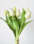 11.75" Faux Real Touch White Tulip Stem Bundle