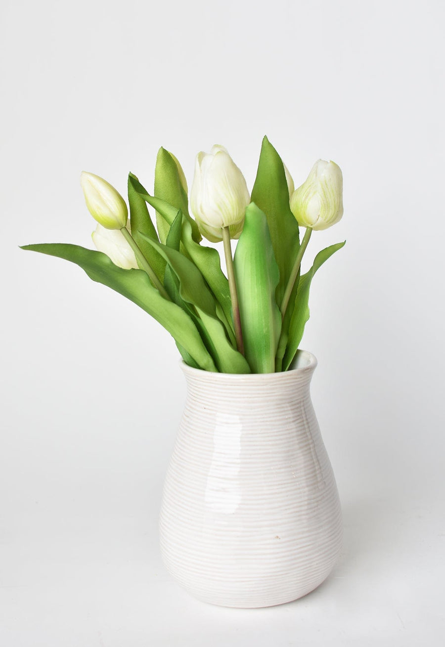 11.75" Faux Real Touch White Tulip Stem Bundle