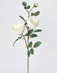 29" Faux Cabbage Rose Stem White