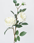 29" Faux Cabbage Rose Stem White