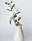 29" Faux Cabbage Rose Stem White