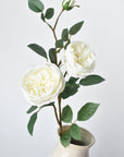 29" Faux Cabbage Rose Stem White