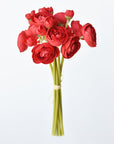 10.5" Faux Red Ranunculus Stem Bundle