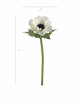 17" Faux Anemone White Stem