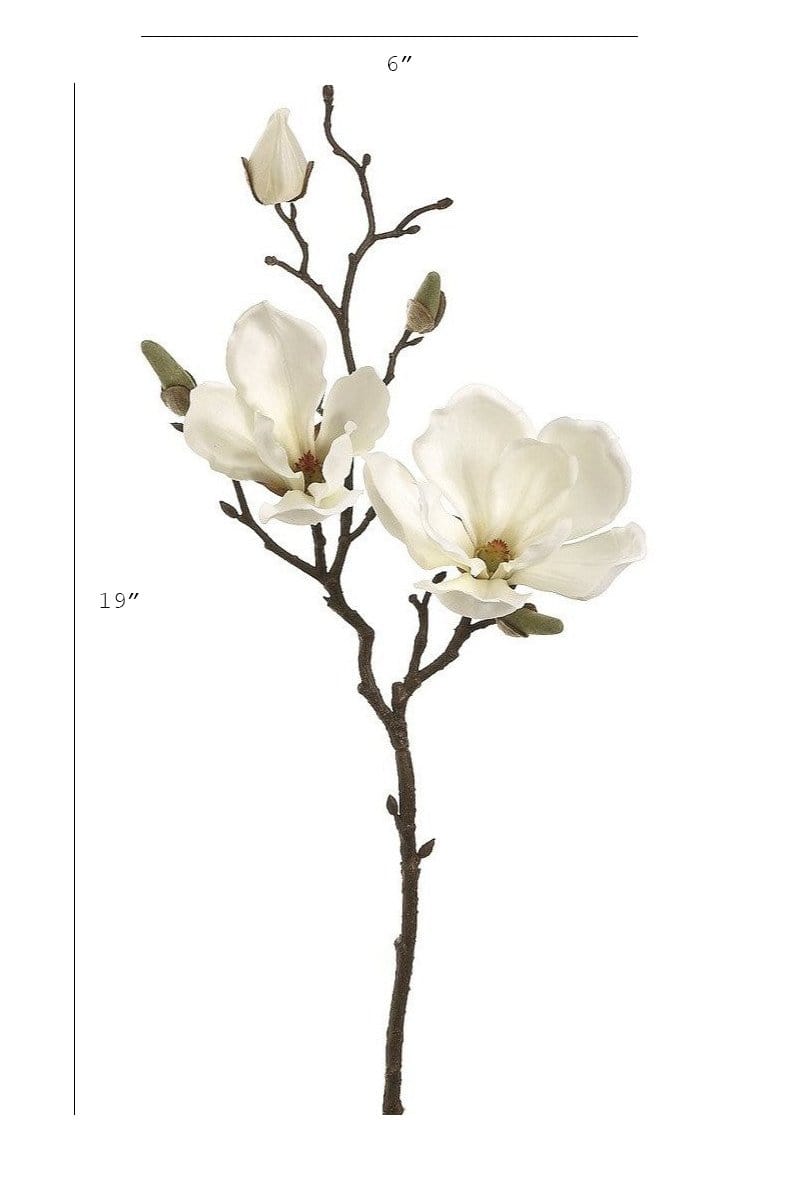 19" Faux Magnolia Stem White