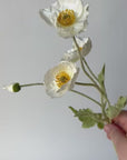 24" Faux White Poppy Stem