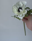 17" Faux Anemone White Stem