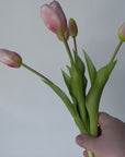 18" Faux Tulip Stem Bundle Blush Pink