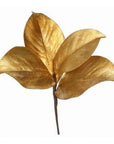 11" Faux Gold Metallic Magnolia Leaf Stem