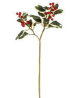 18" Variegated Faux Holly Stem