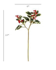 18" Variegated Faux Holly Stem