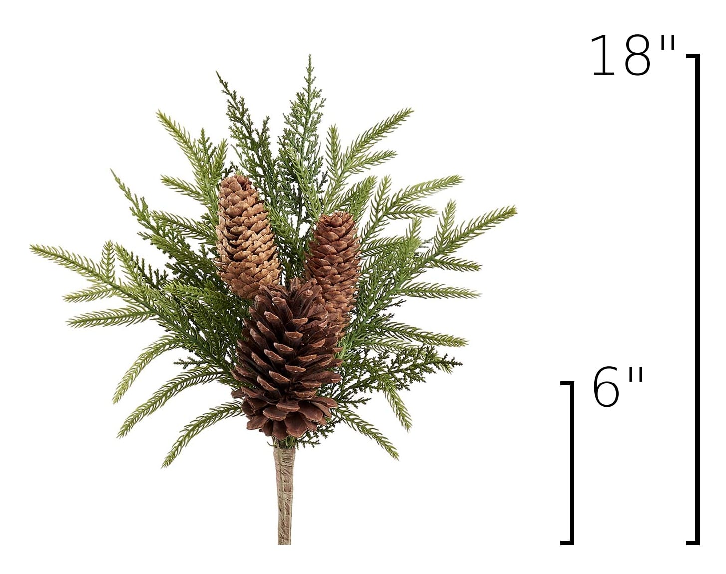 18" Mixed Faux Pine + Cedar Bush with Real Pine Cones