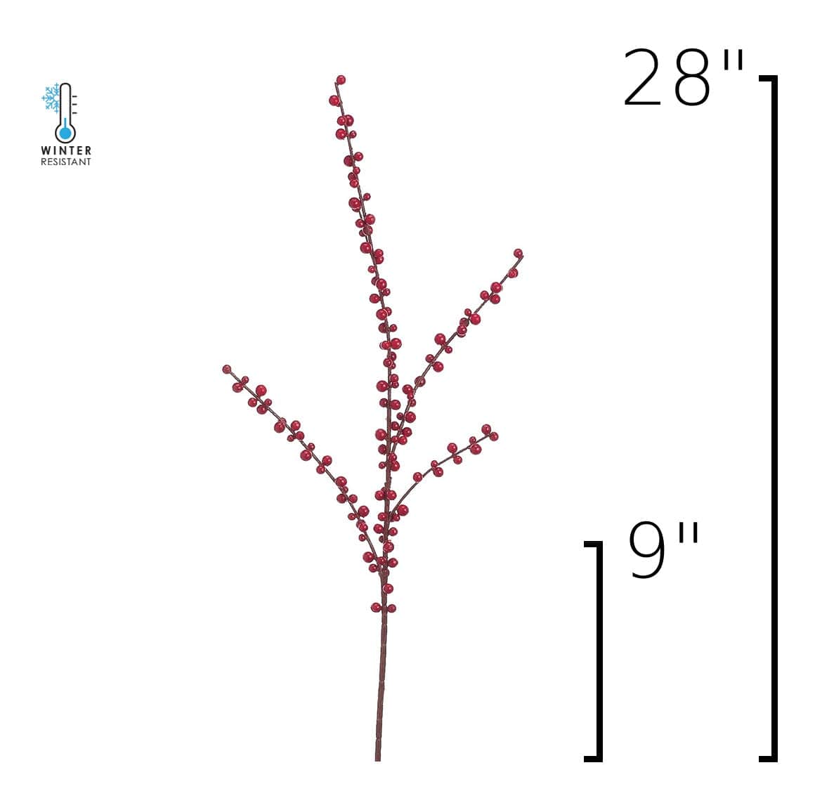 Size guide: 28 inches overall, splits at 9 inches