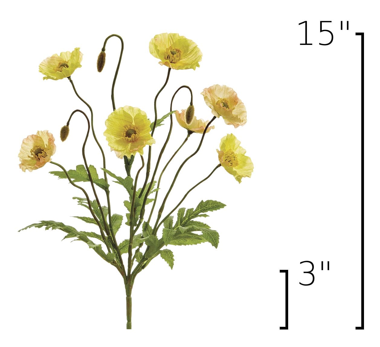 Size guide: 15 inches overall, splits at 3 inches